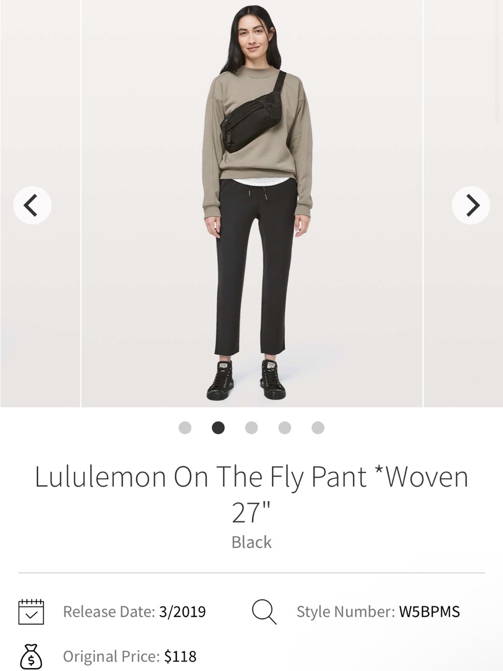 lululemon athletica Black Cropped On-The-Fly Woven Chinos
